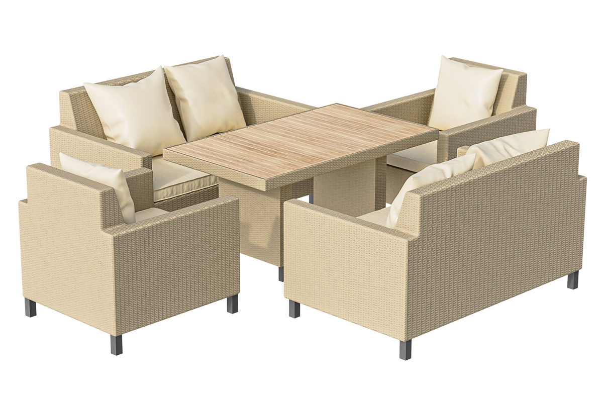 Комплект плетеной мебели MOKKA БЕЛЛА Фэмили / BELLA Family, соломенный