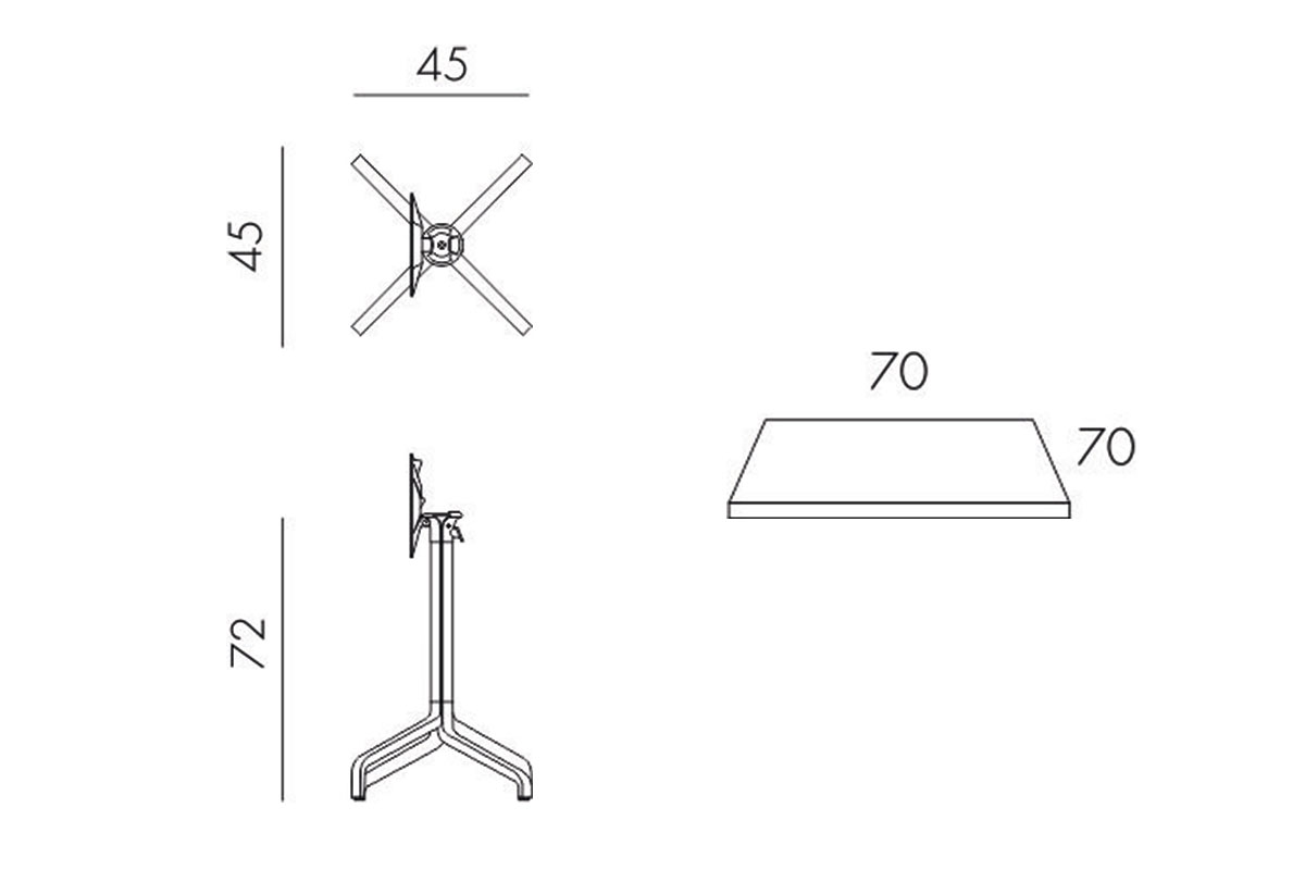 Стол складной квадратный Frasca Mini 70*70, антрацит (база + столешница)